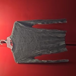 Grey ribbed mock neck long sleeve sweater